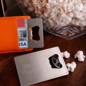 Personalized credit card bottle opener