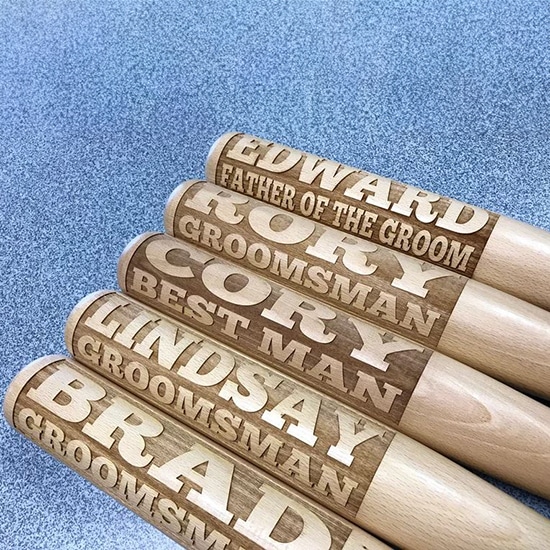 Personalize baseball bats for groomsmen