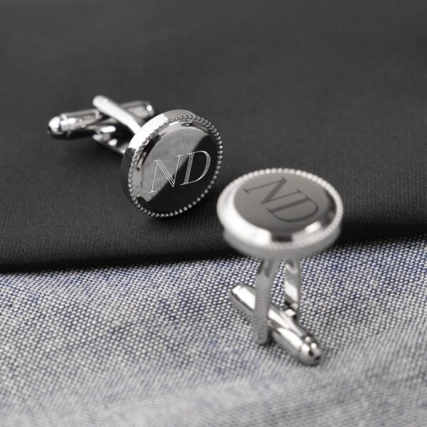 Our silver beaded cufflinks are custom engraved for each member of your wedding party