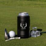 Black metal can holder for groomsmen