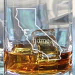 California drinking glass filled with whiskey