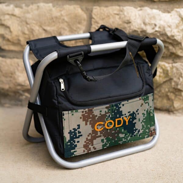 Camouflage cooler chair for outdoors and hunting fan groomsmen gifts