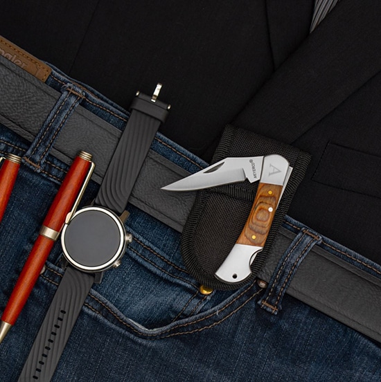 Clip the Yukon Knife's belt pouch onto your