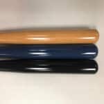 Our full-size wood groomsmen baseball bats are offered in natural, black and blue colors.