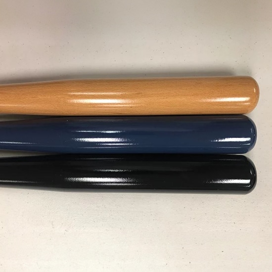 Our full-size wood groomsmen baseball bats are offered in natural, black and blue colors.