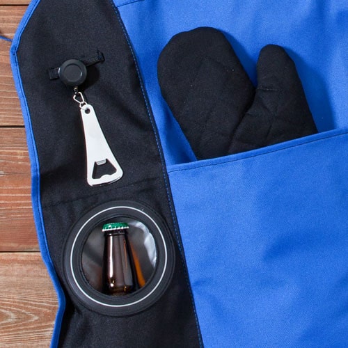 GC630 Apron with Bottle Opener Beer Holder and Oven Mitt