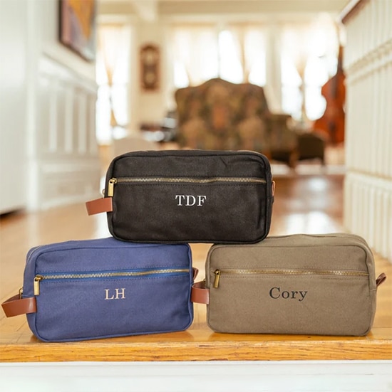 GOING PLACES Personalized Classic Canvas & Leather Dopp Kit