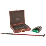 Golf putter set with assembled putter and portable target hole