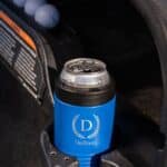 Blue metal can holder for groomsmen