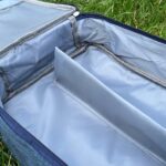 Interior of golf shoe bag (holds max of size 12 shoe)