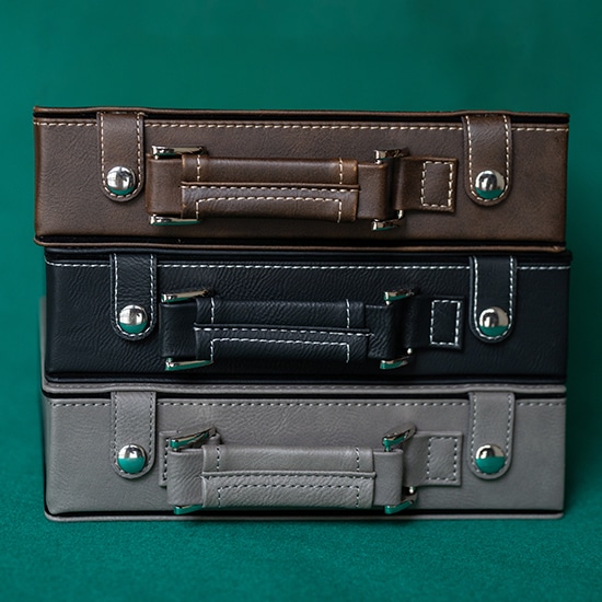 Leather poker sets for groomsmen. Available in 3 colors.