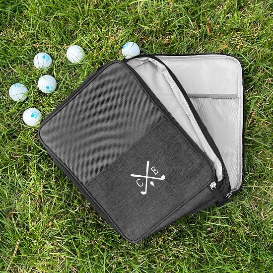 Men's golf shoe bag in black, great for groomsmen and Father's Day gifts