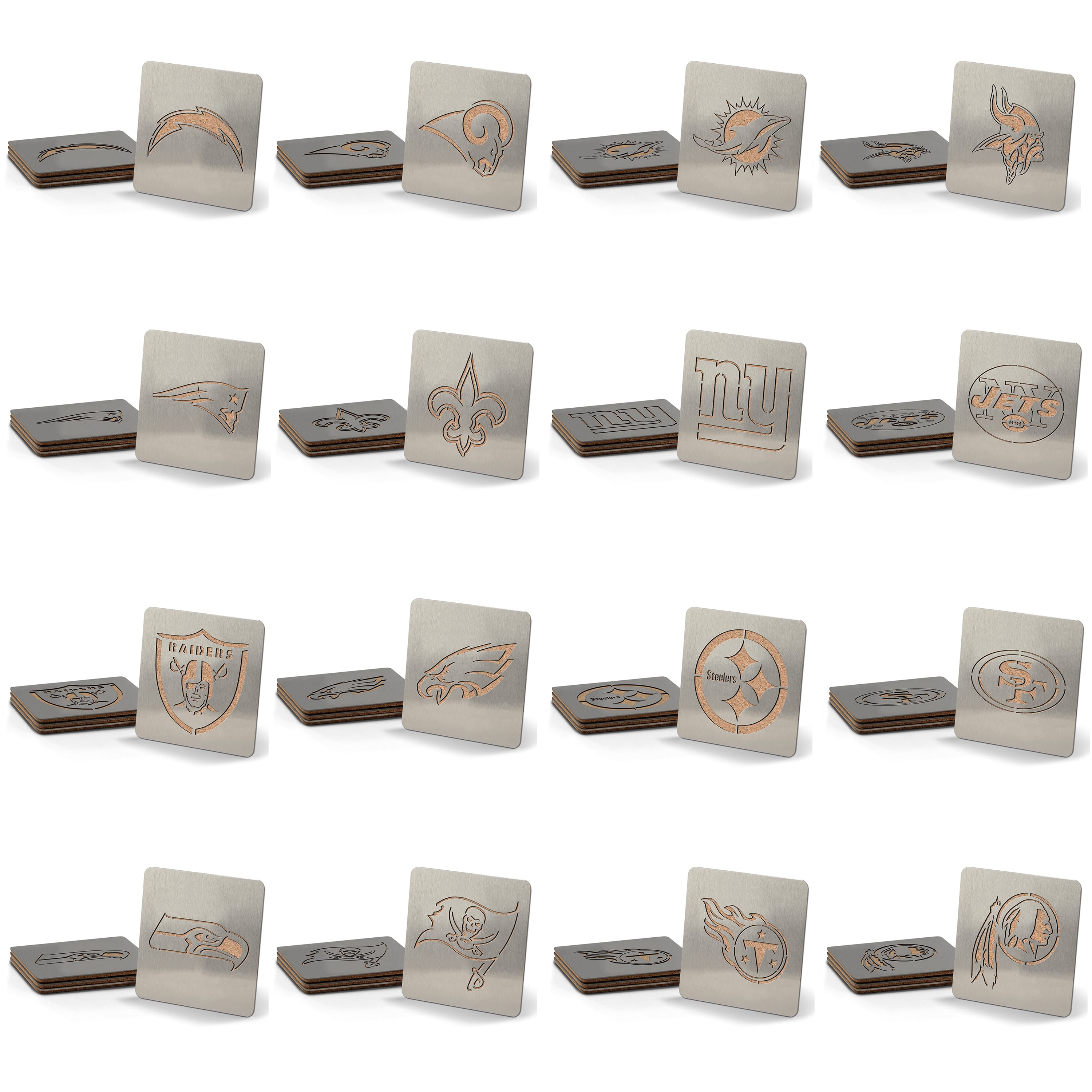 Oakland Raiders Boasters Stainless Steel Coasters - Set of 4