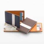 Our leather groomsmen wallets are available in black, blue and brown leather designs