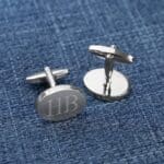 Custom engraved groomsmen cufflinks in oval shape