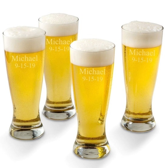 Personalized 4pc. Pilsner Glass Set