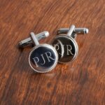 Personalized Beaded Silver Round Cufflinks (Gift Boxed)