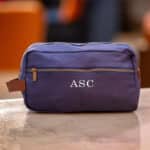 Personalized Blue Canvas & Leather Dopp Kit