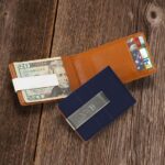 Personalized Blue Metro Leather Wallet Money Clip Combo