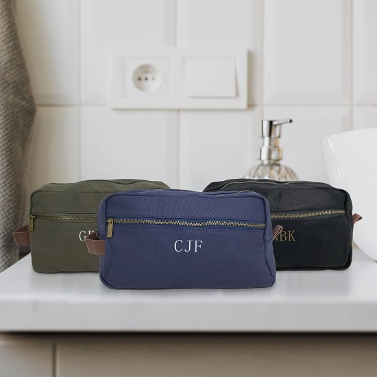 Personalized Classic Men's Canvas & Leather Dopp Kit