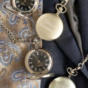 Personalized Classic Silver Groomsmen Pocket Watch