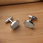 Personalized Classic Silver Oval Cufflinks (Gift Boxed)