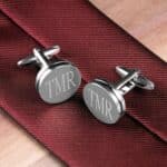 Personalized Silver Pin Stripe Cufflinks (Gift Boxed)