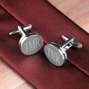 Personalized Silver Pin Stripe Cufflinks (Gift Boxed)