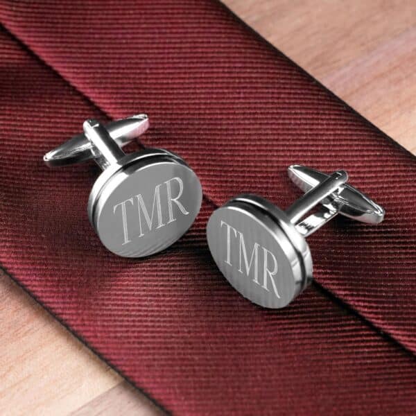 Personalized Silver Pin Stripe Cufflinks (Gift Boxed)