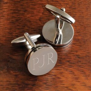 Personalized Silver Pin Stripe Cufflinks (Gift Boxed)