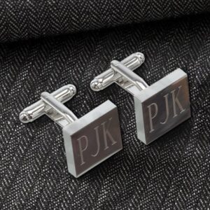 Personalized Silver Square Cufflinks (Gift Boxed)