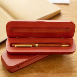 Gift set for bosses featuring a rosewood pen and matching engraved storage case.