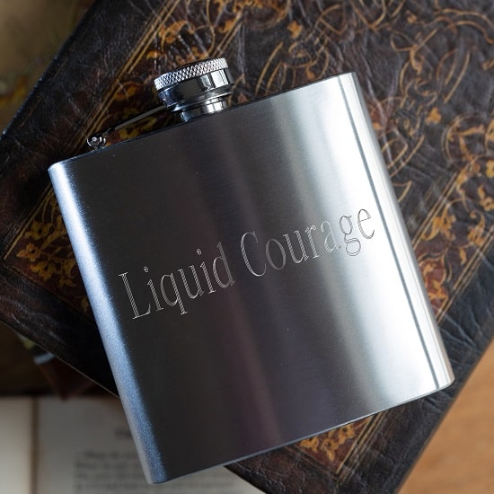 Liquid Courage Engraved Flask