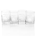 Set of 4 Florida home state drinking glasses