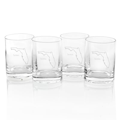 Set of 4 Florida home state drinking glasses
