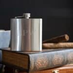 Steel groomsmen flask engraved with three initials