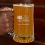 Classic groomsmen beer mug with American Flag design