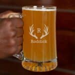 Classic groomsmen beer mug with antler