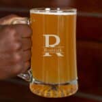 Classic groomsmen beer mug with split monogram