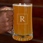 Classic groomsmen beer mug with square monogram
