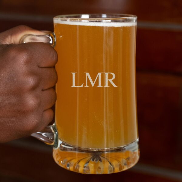 Classic groomsmen beer mug with engraved initials