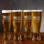 Groomsmen pilsner glass set engraved with American Flag design