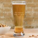 groomsmen pilsner glass with custom text
