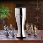 gunmetal pilsner glass with 3 engraved initials