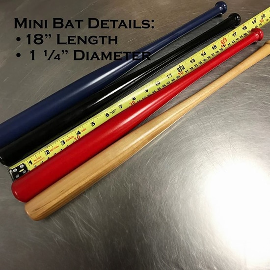 Our mini baseball bats measure 18" long