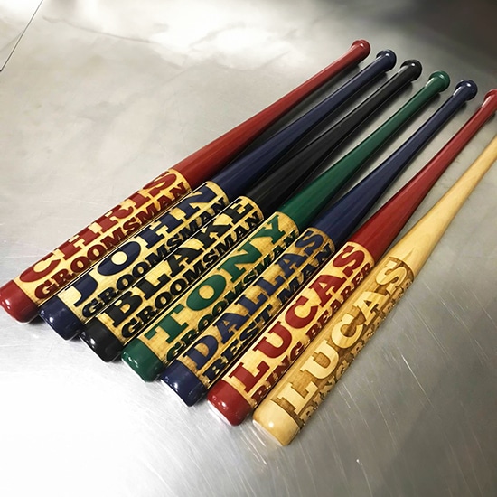 Mini baseball bats for ring bearers