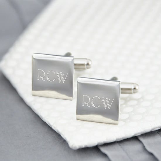 Personalized Silver Square Cufflinks