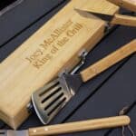 BBQ Grilling Set with Personalized Bamboo Case
