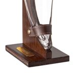 The beautiful rustic wood stand comfortably holds the beer stand.