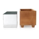 The metal liner that fits into the beverage trough to prevent damage to the wood.